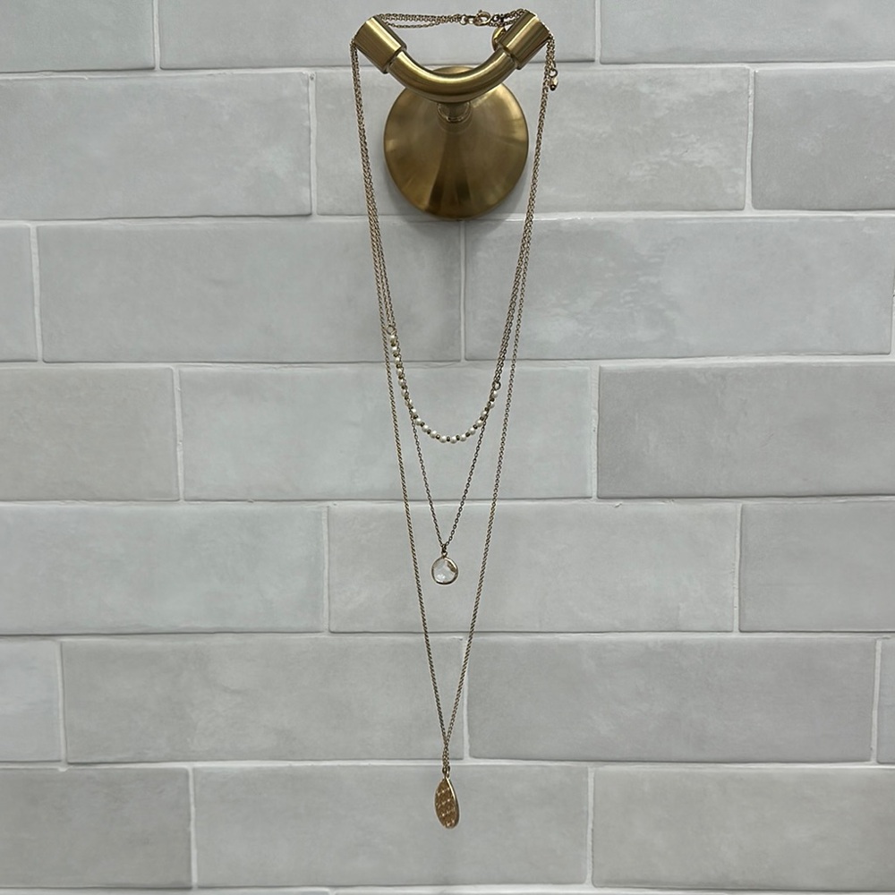 LOFT Gold Double Pendant Necklace